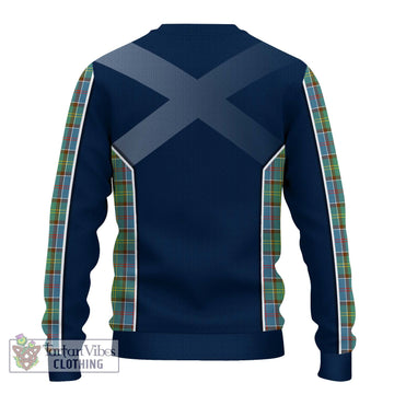 Whitelaw Tartan Knitted Sweater with Family Crest and Lion Rampant Vibes Sport Style