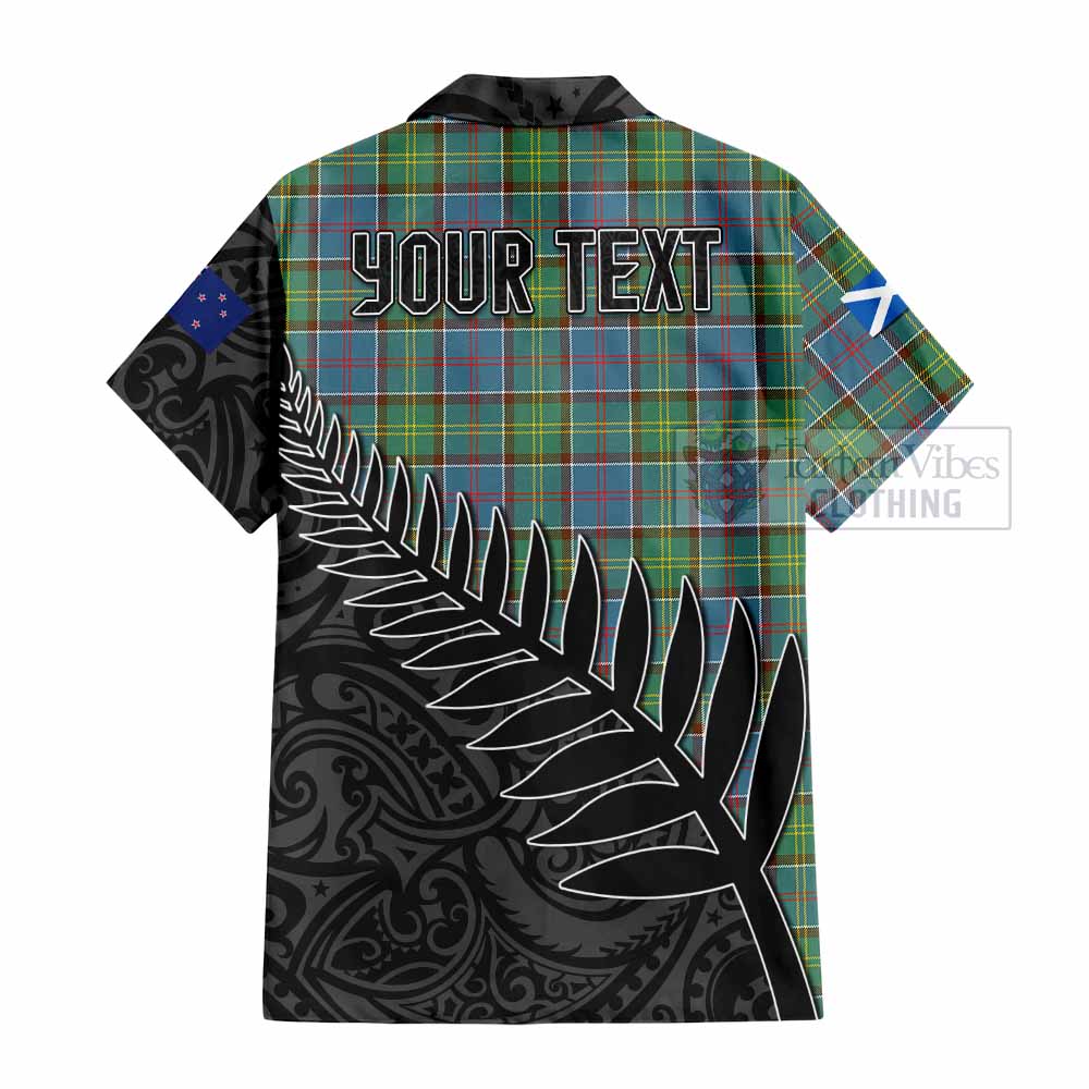 Tartan Vibes Clothing Whitelaw Crest Tartan Short Sleeve Button Shirt with New Zealand Silver Fern Half Style