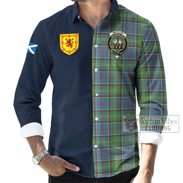 Whitelaw Tartan Long Sleeve Button Shirt Alba with Scottish Lion Royal Arm Half Style