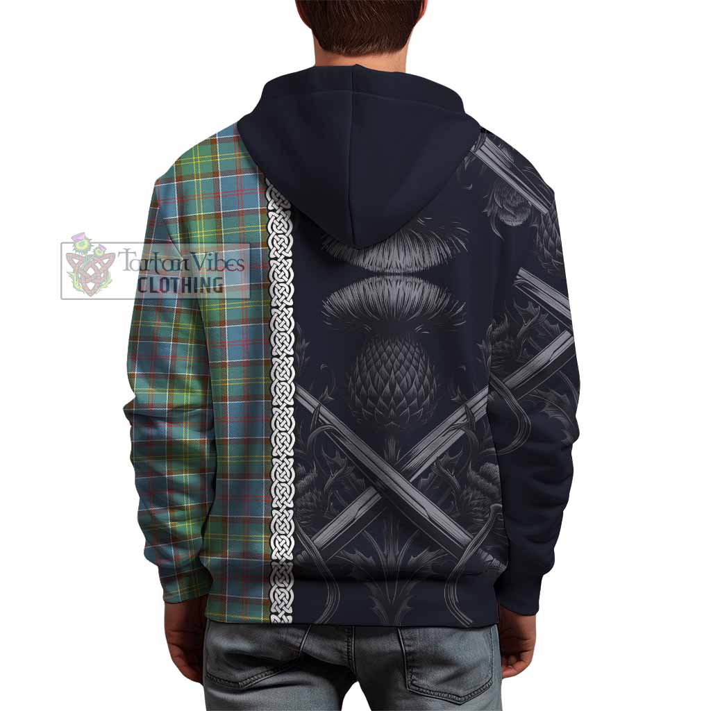 Tartan Vibes Clothing Whitelaw Tartan Hoodie with Family Crest Cross Sword Thistle Celtic Vibes