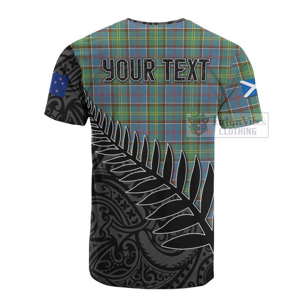 Tartan Vibes Clothing Whitelaw Crest Tartan Cotton T-shirt with New Zealand Silver Fern Half Style