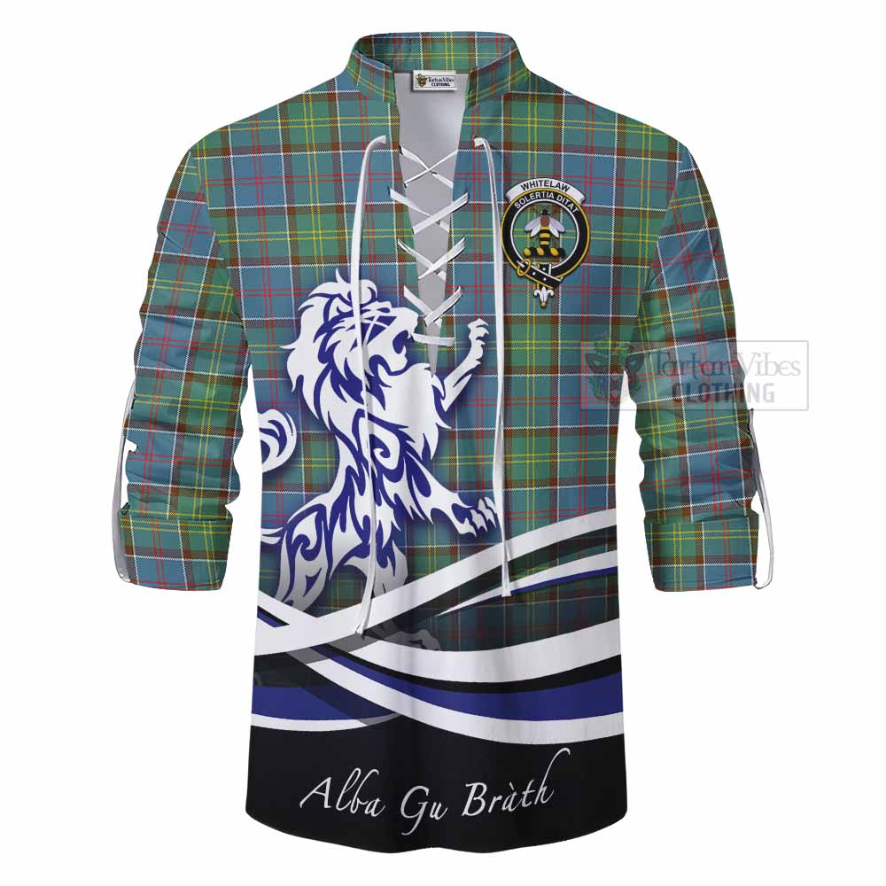 Tartan Vibes Clothing Whitelaw Tartan Ghillie Kilt Shirt with Alba Gu Brath Regal Lion Emblem