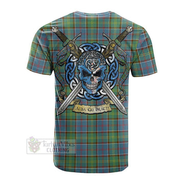 Whitelaw Tartan Cotton T-shirt with Family Crest Celtic Skull Style