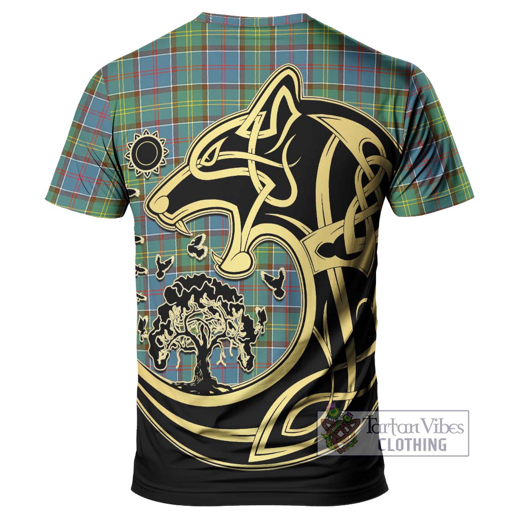 Tartan Vibes Clothing Whitelaw Tartan T-Shirt with Family Crest Celtic Wolf Style