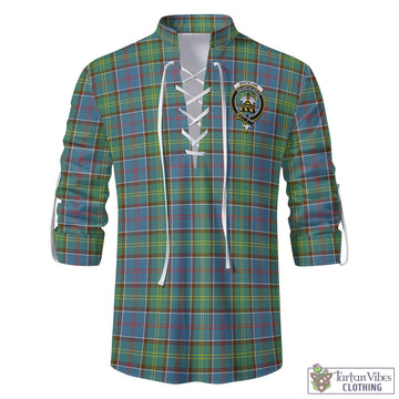 Whitelaw Tartan Men's Scottish Traditional Jacobite Ghillie Kilt Shirt with Family Crest