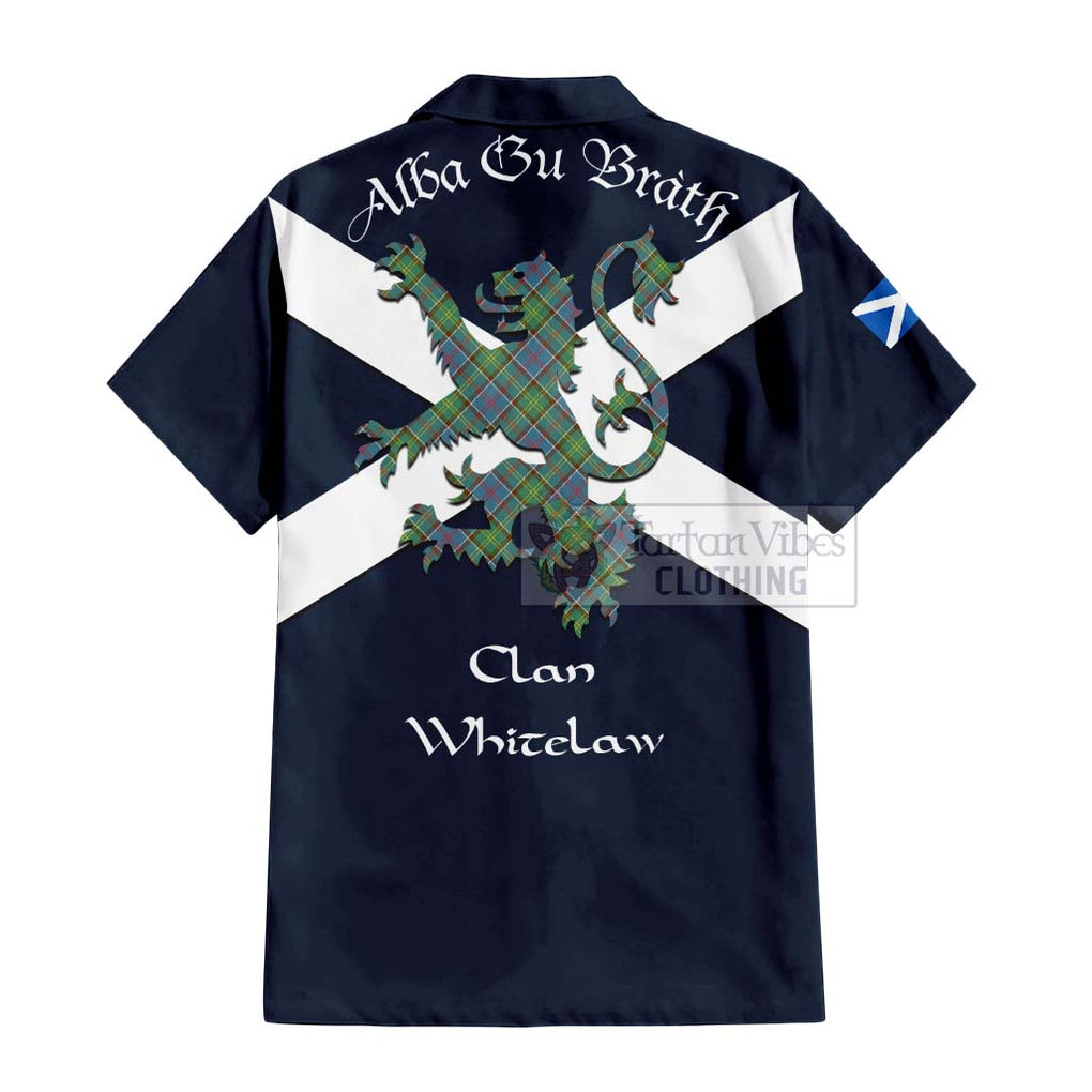 Tartan Vibes Clothing Whitelaw Tartan Lion Rampant Short Sleeve Button Shirt – Proudly Display Your Heritage with Alba Gu Brath and Clan Name