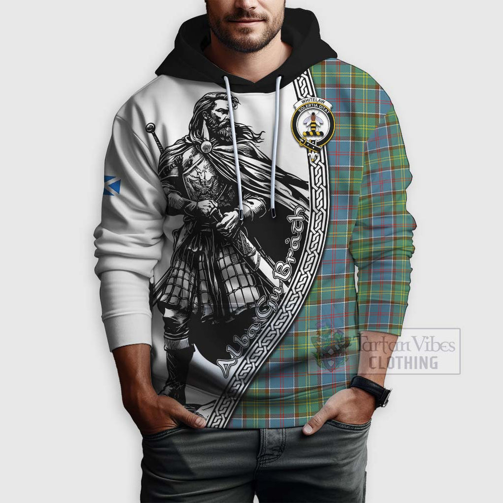 Tartan Vibes Clothing Whitelaw Tartan Clan Crest Hoodie with Highlander Warrior Celtic Style