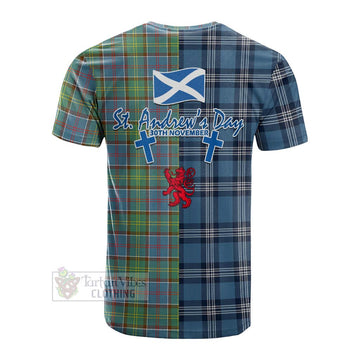 Whitelaw Tartan Cotton T-shirt Happy St. Andrew's Day Half Tartan Style