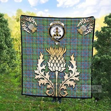 Whitelaw Tartan Quilt with Family Crest and Golden Thistle Style