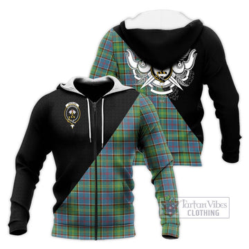 Whitelaw Tartan Knitted Hoodie with Family Crest and Military Logo Style