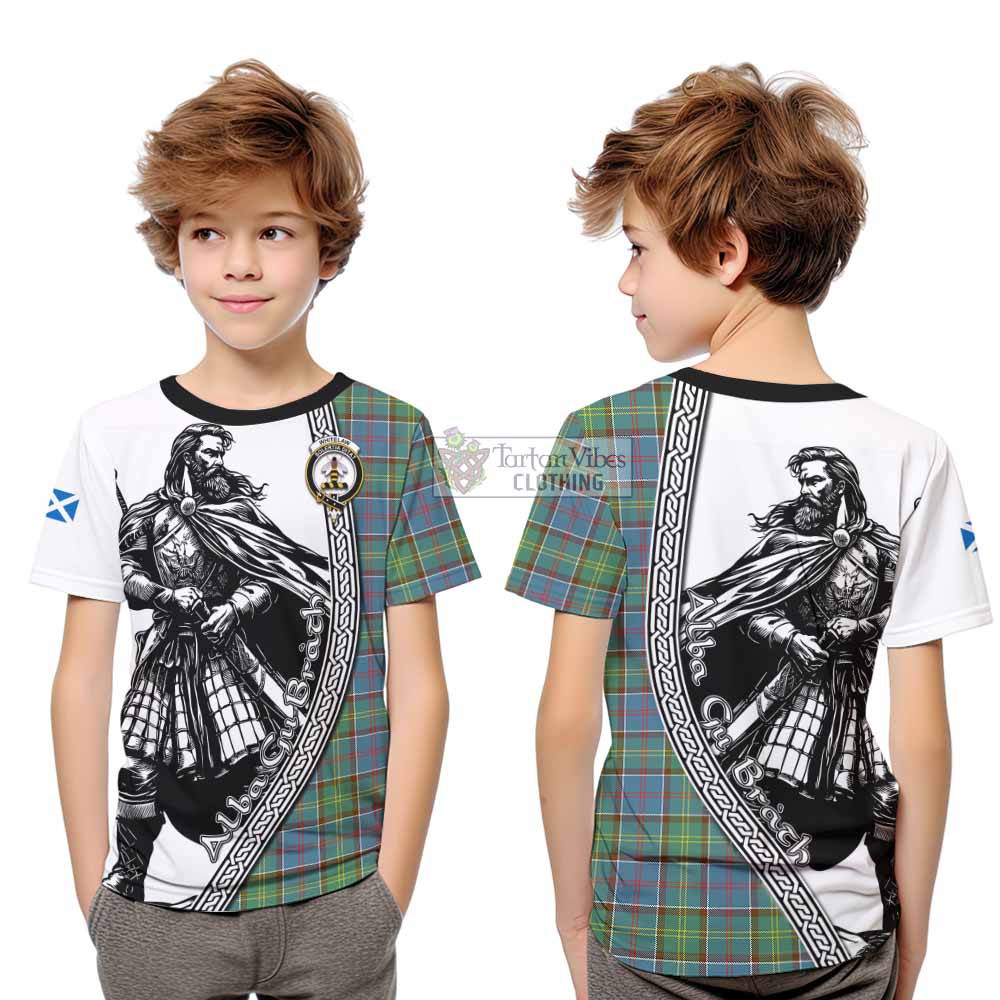 Whitelaw Tartan Clan Crest Kid T-Shirt with Highlander Warrior Celtic Style