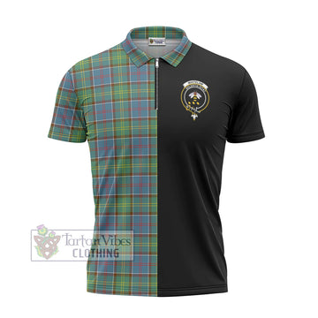 Whitelaw Tartan Zipper Polo Shirt with Family Crest and Half Of Me Style