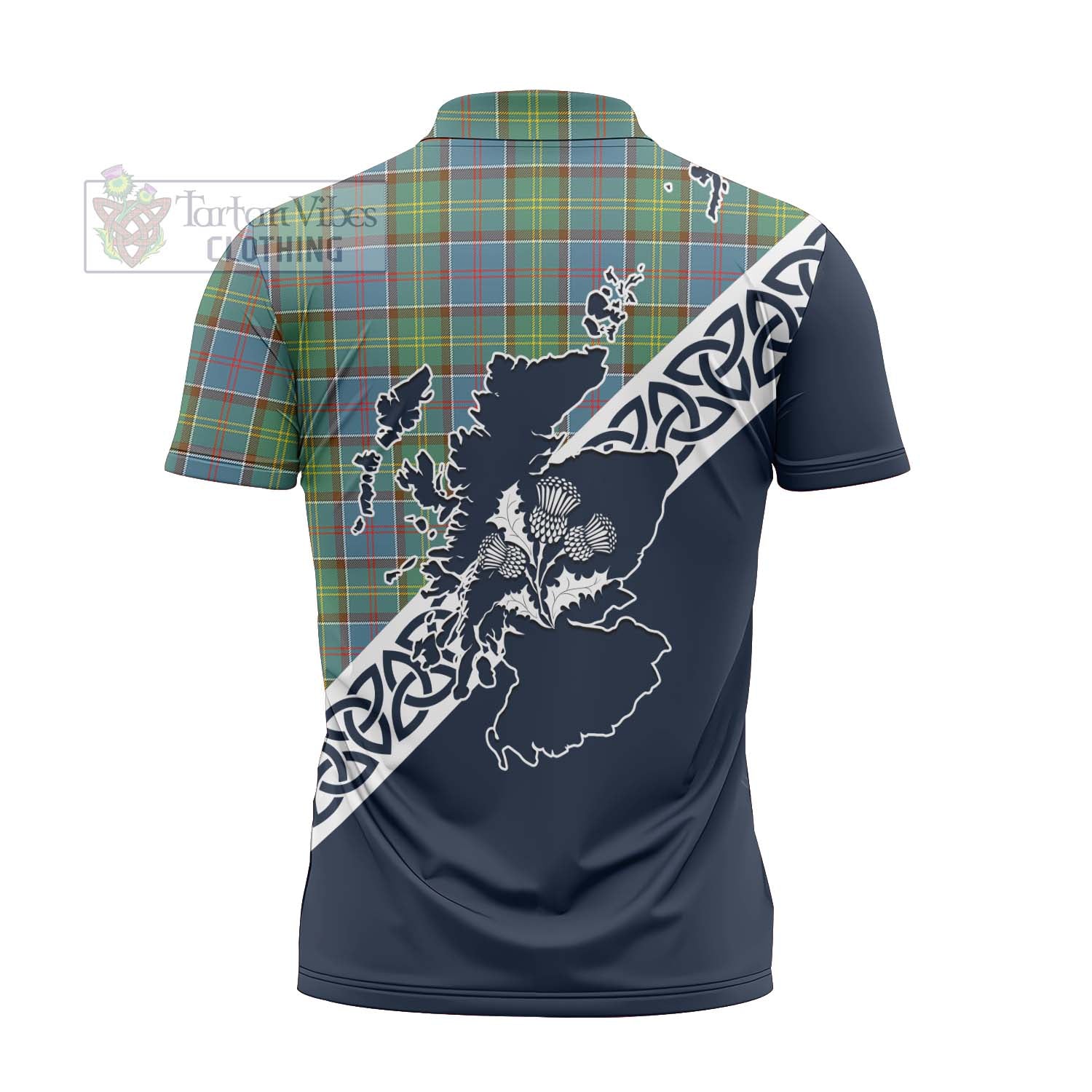 Tartan Vibes Clothing Whitelaw Tartan Zipper Polo Shirt Featuring Thistle and Scotland Map