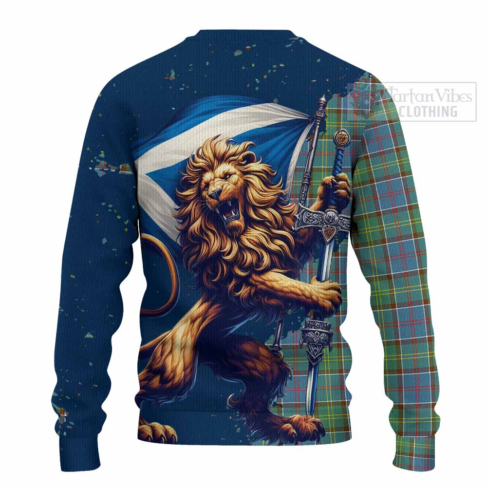 Tartan Vibes Clothing Whitelaw Tartan Family Crest Knitted Sweater with Scottish Majestic Lion