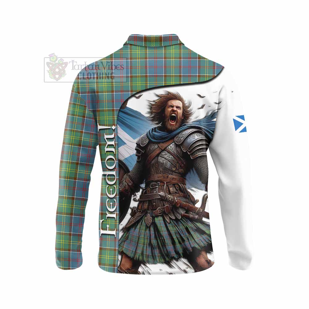 Tartan Vibes Clothing Whitelaw Crest Tartan Long Sleeve Polo Shirt Inspired by the Freedom of Scottish Warrior