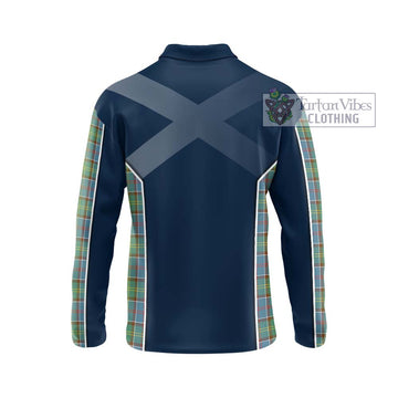 Whitelaw Tartan Long Sleeve Polo Shirt with Family Crest and Lion Rampant Vibes Sport Style