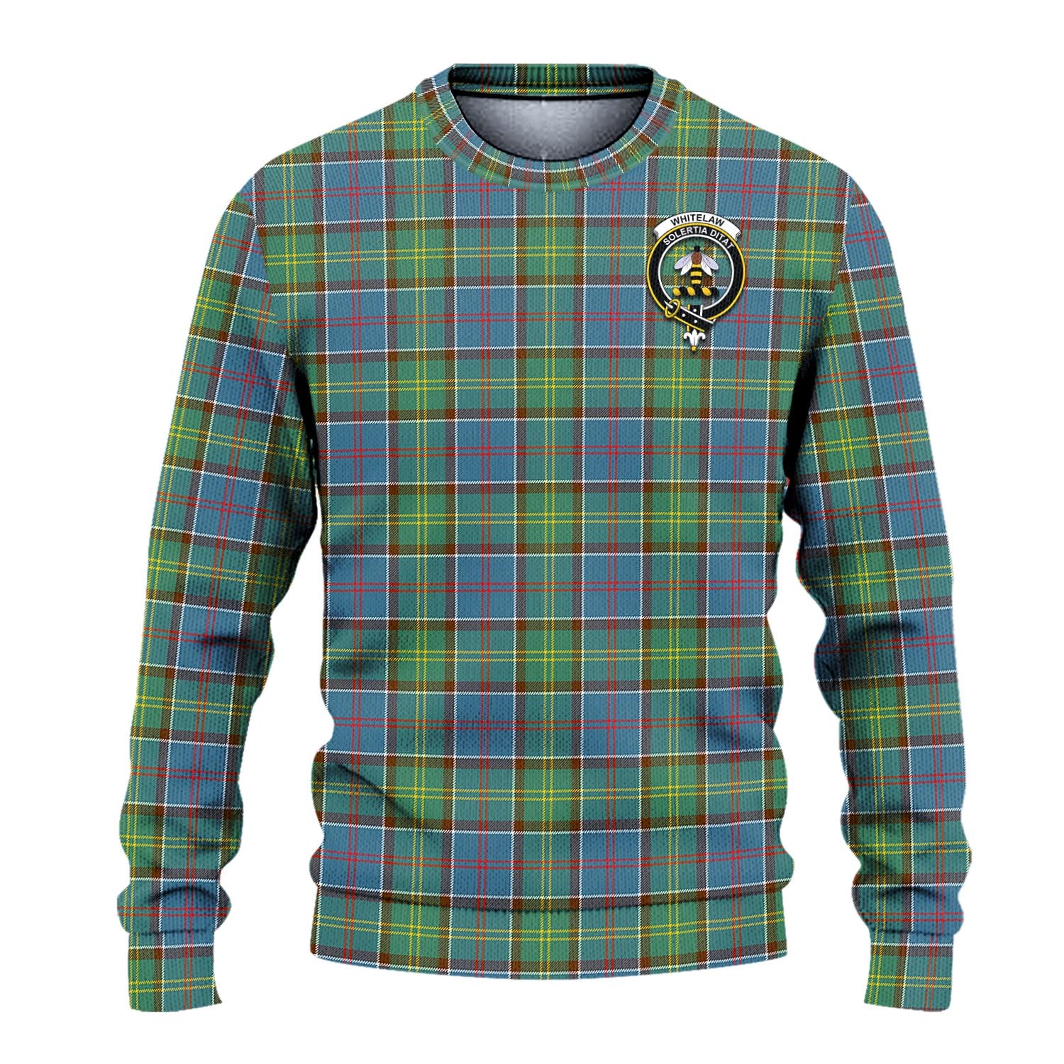 Whitelaw Tartan Knitted Sweater with Family Crest - Tartanvibesclothing