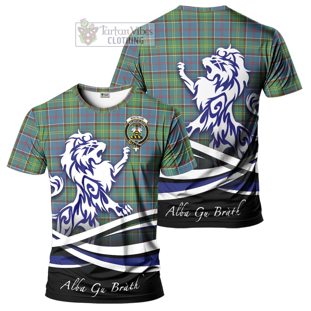 Tartan Vibes Clothing Whitelaw Tartan Cotton T-shirt with Alba Gu Brath Regal Lion Emblem