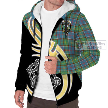 Whitelaw Tartan Sherpa Hoodie with Family Crest and Celtic Symbol Style