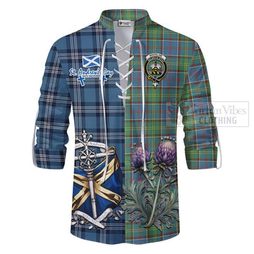 Whitelaw Tartan Ghillie Kilt Shirt Happy St. Andrew's Day Half Tartan Style - Tartan Vibes Clothing