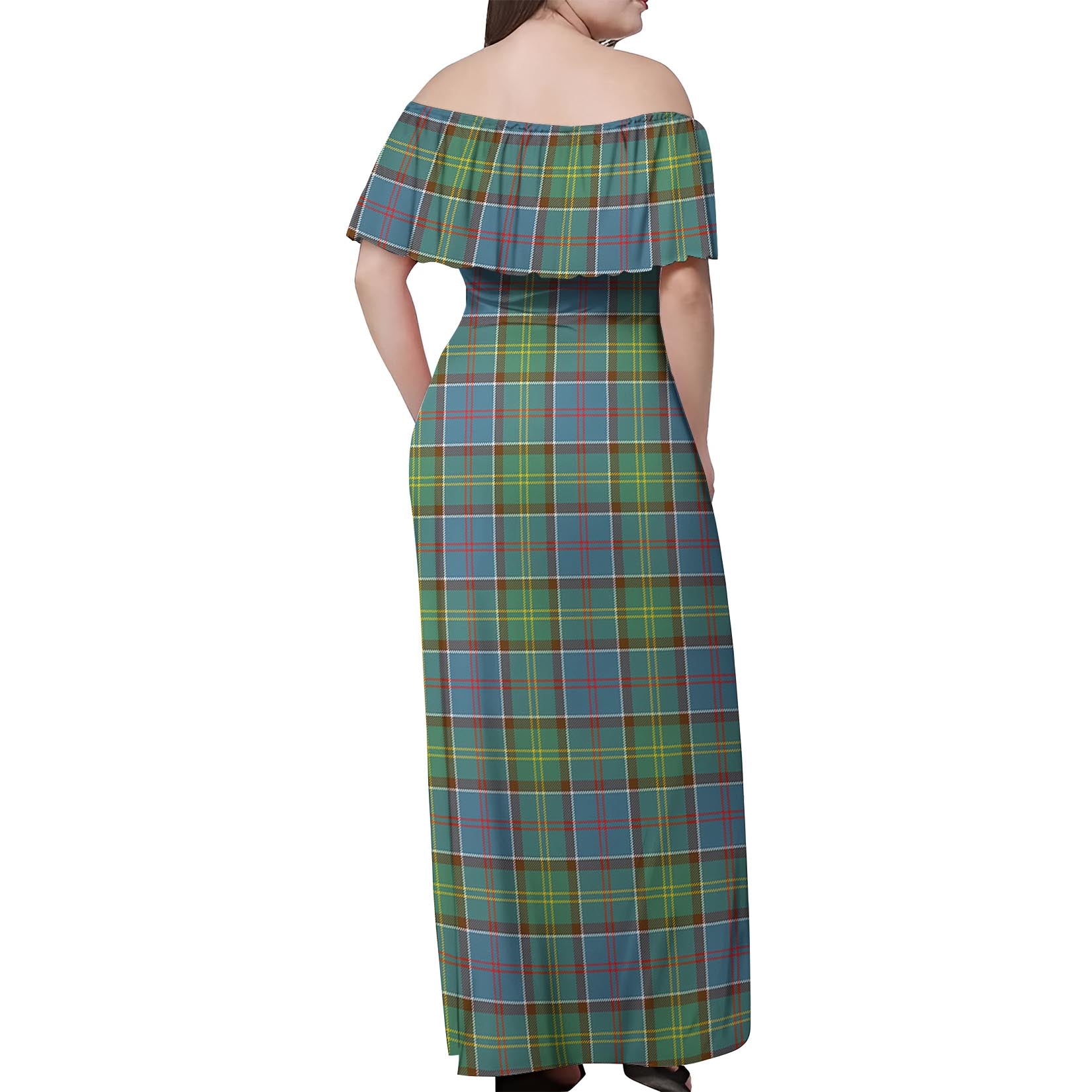 Whitelaw Tartan Off Shoulder Long Dress - Tartanvibesclothing