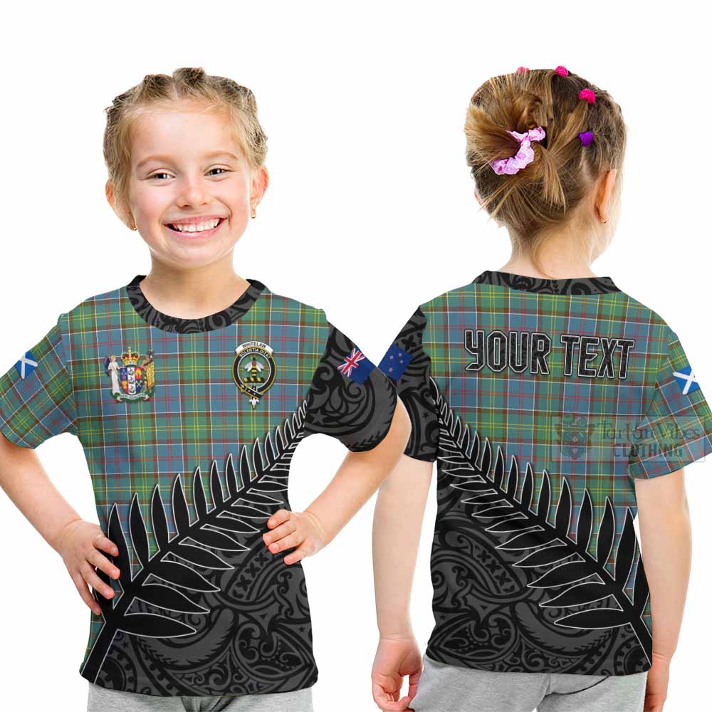 Tartan Vibes Clothing Whitelaw Crest Tartan Kid T-Shirt with New Zealand Silver Fern Half Style