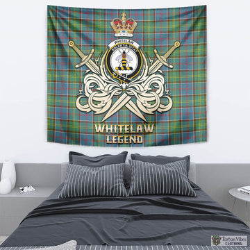 Whitelaw Tartan Tapestry with Clan Crest and the Golden Sword of Courageous Legacy