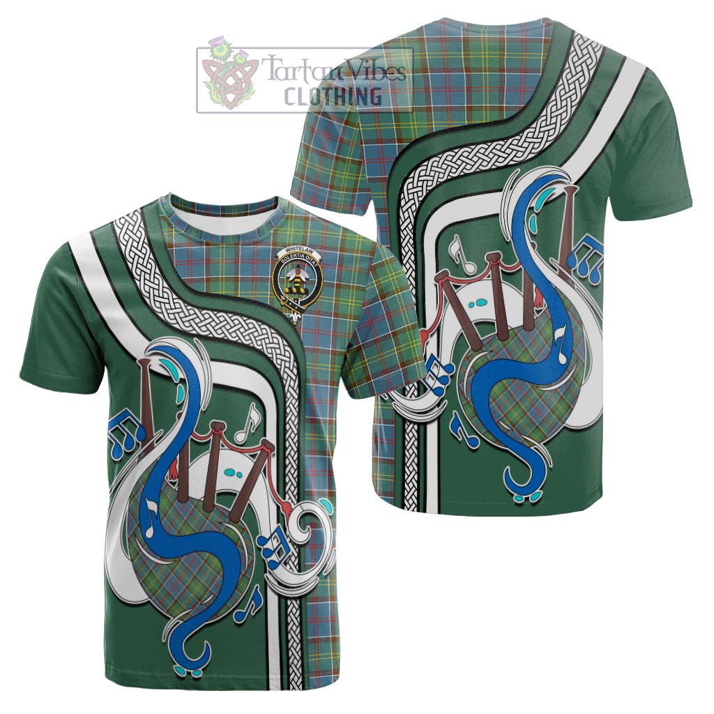 Tartan Vibes Clothing Whitelaw Tartan Cotton T-shirt with Epic Bagpipe Style