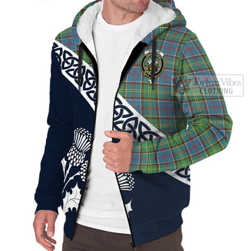 Whitelaw Tartan Sherpa Hoodie Featuring Thistle and Scotland Map