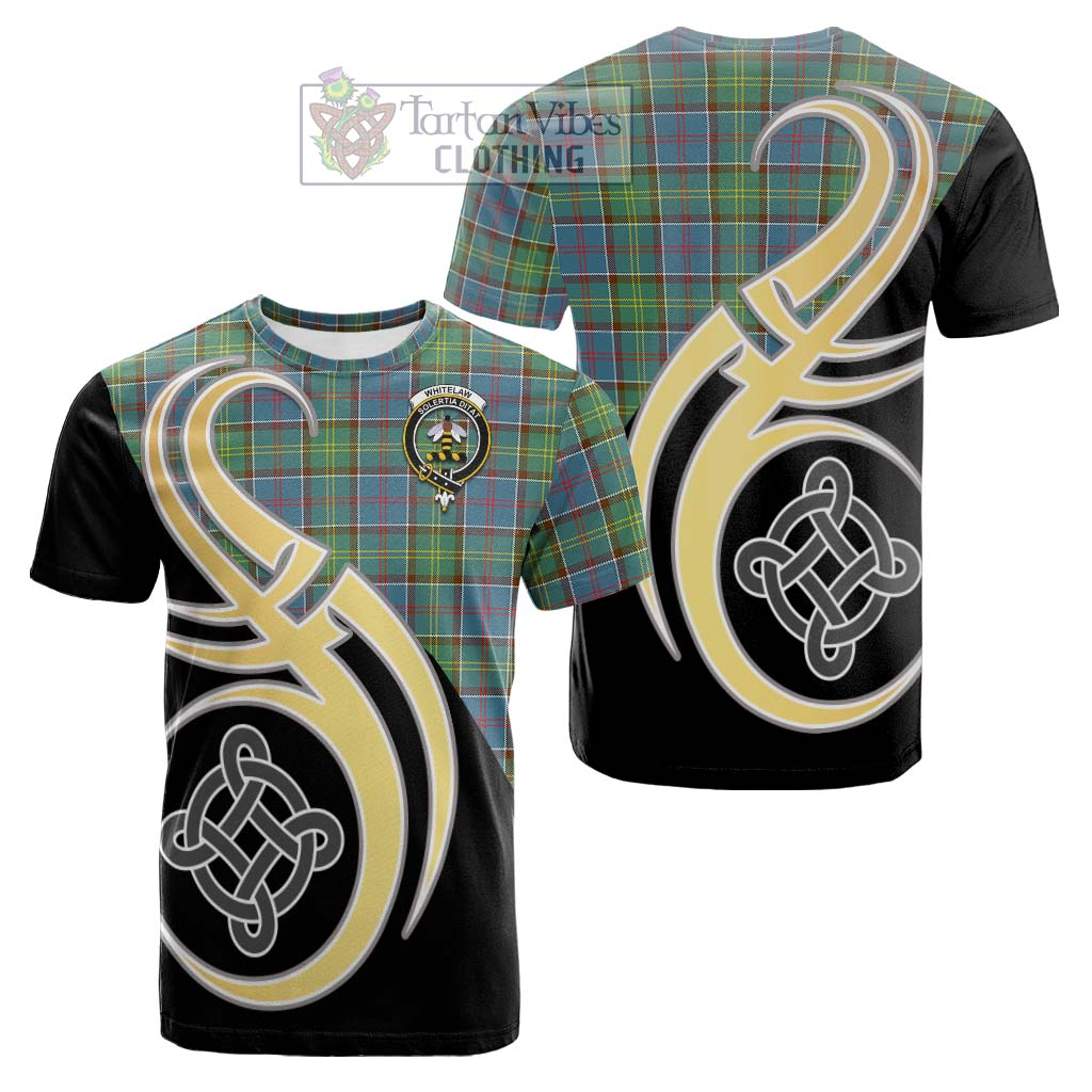 Tartan Vibes Clothing Whitelaw Tartan Cotton T-shirt with Family Crest and Celtic Symbol Style