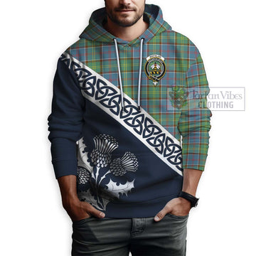 Whitelaw Tartan Hoodie Featuring Thistle and Scotland Map