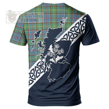 Whitelaw Tartan T-Shirt Featuring Thistle and Scotland Map