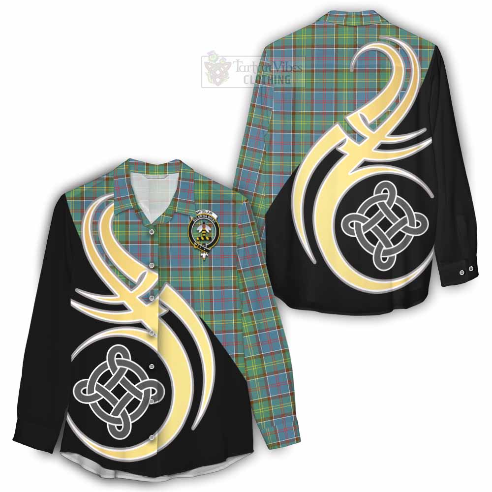 Tartan Vibes Clothing Whitelaw Tartan Women's Casual Shirt with Family Crest and Celtic Symbol Style