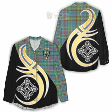 Whitelaw Tartan Women's Casual Shirt with Family Crest and Celtic Symbol Style