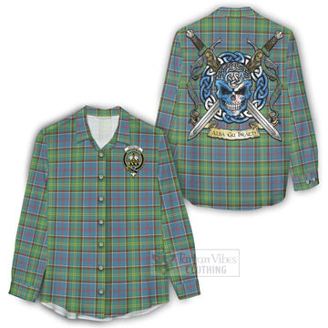 Whitelaw Tartan Women's Casual Shirt with Family Crest Celtic Skull Style