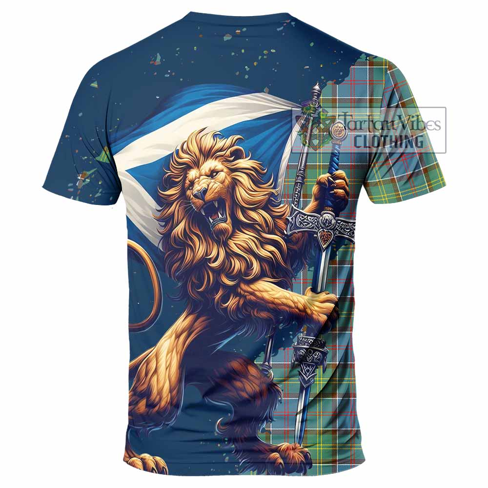 Tartan Vibes Clothing Whitelaw Tartan Family Crest T-Shirt with Scottish Majestic Lion