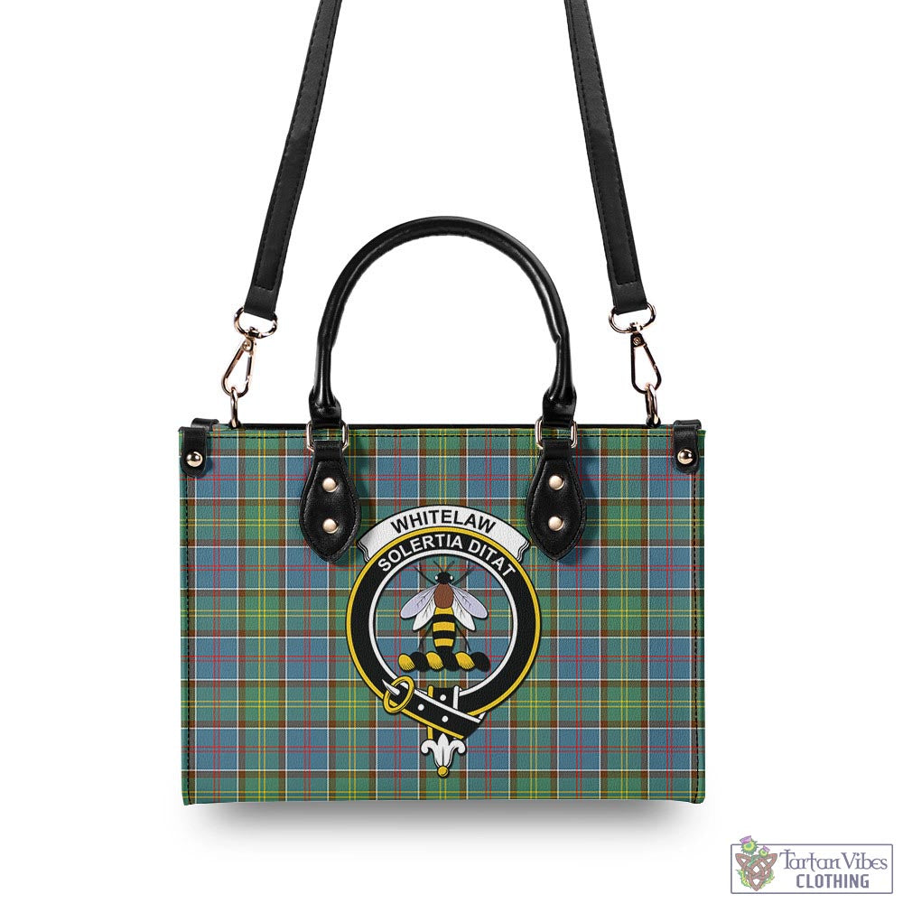 Tartan Vibes Clothing Whitelaw Tartan Luxury Leather Handbags with Family Crest