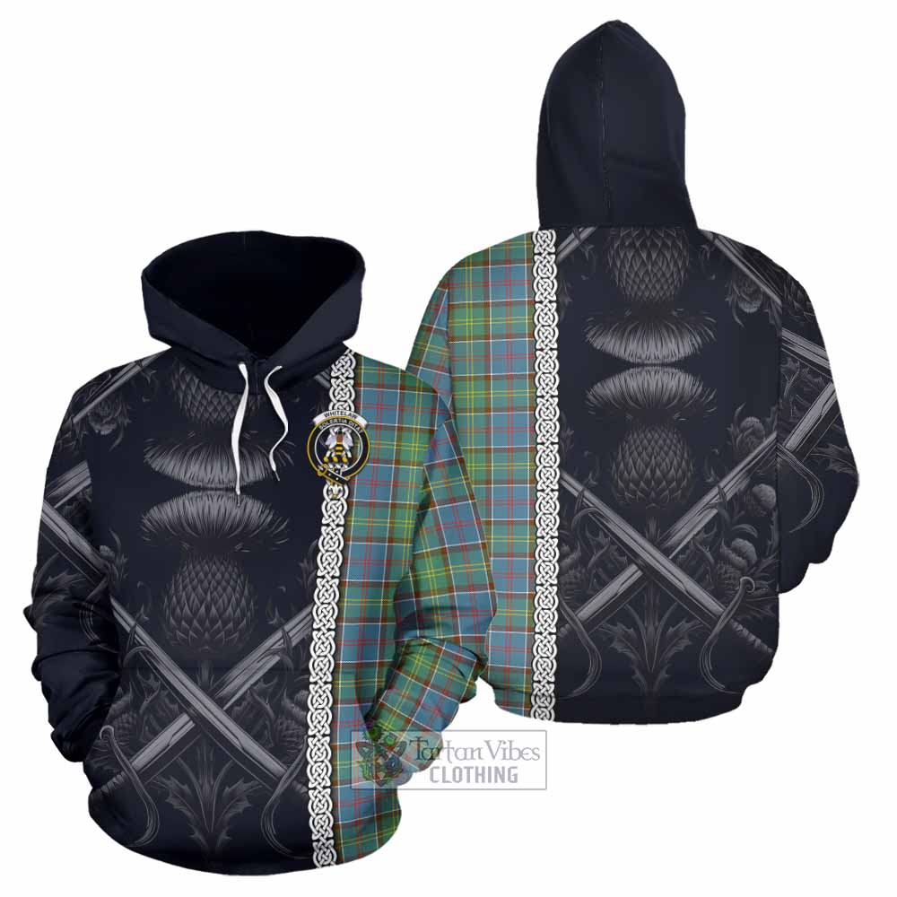 Tartan Vibes Clothing Whitelaw Tartan Hoodie with Family Crest Cross Sword Thistle Celtic Vibes