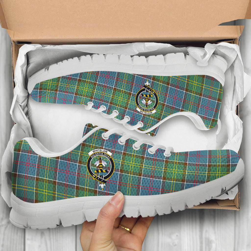 Whitelaw Tartan Sneakers with Family Crest - Tartan Vibes Clothing