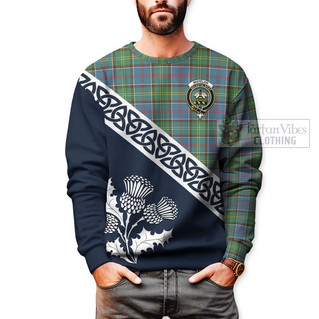 Tartan Vibes Clothing Whitelaw Tartan Sweatshirt Featuring Thistle and Scotland Map