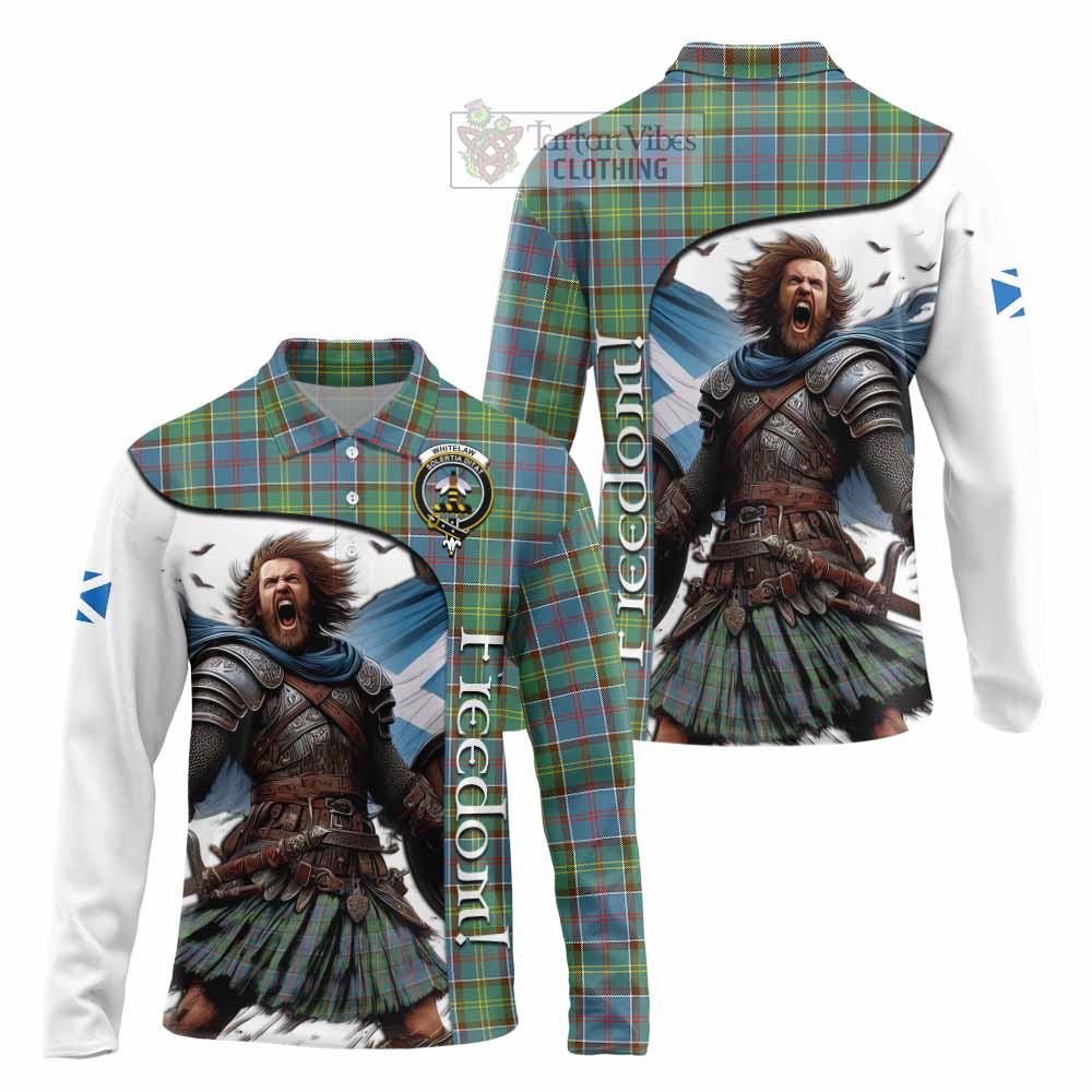 Tartan Vibes Clothing Whitelaw Crest Tartan Long Sleeve Polo Shirt Inspired by the Freedom of Scottish Warrior