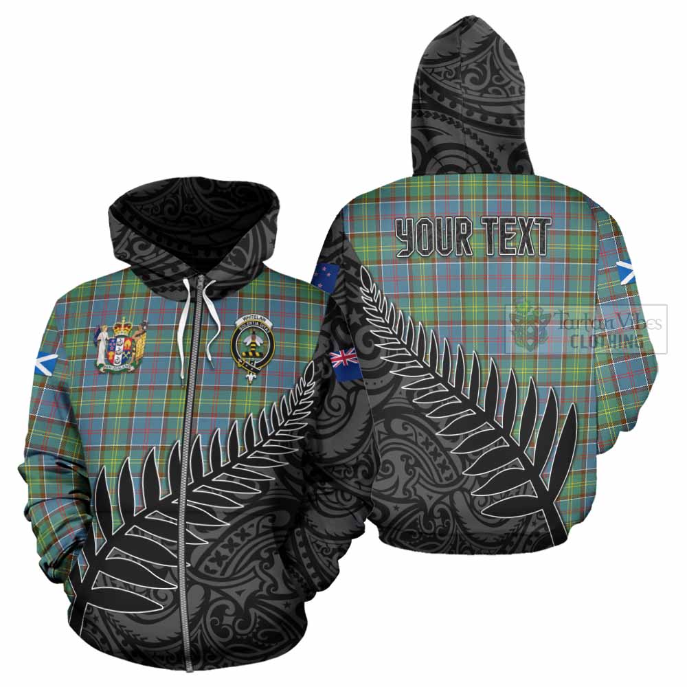 Tartan Vibes Clothing Whitelaw Crest Tartan Hoodie with New Zealand Silver Fern Half Style