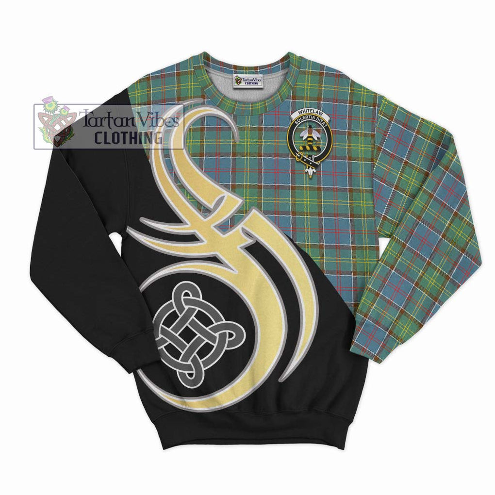 Whitelaw Tartan Sweatshirt with Family Crest and Celtic Symbol Style - Tartan Vibes Clothing