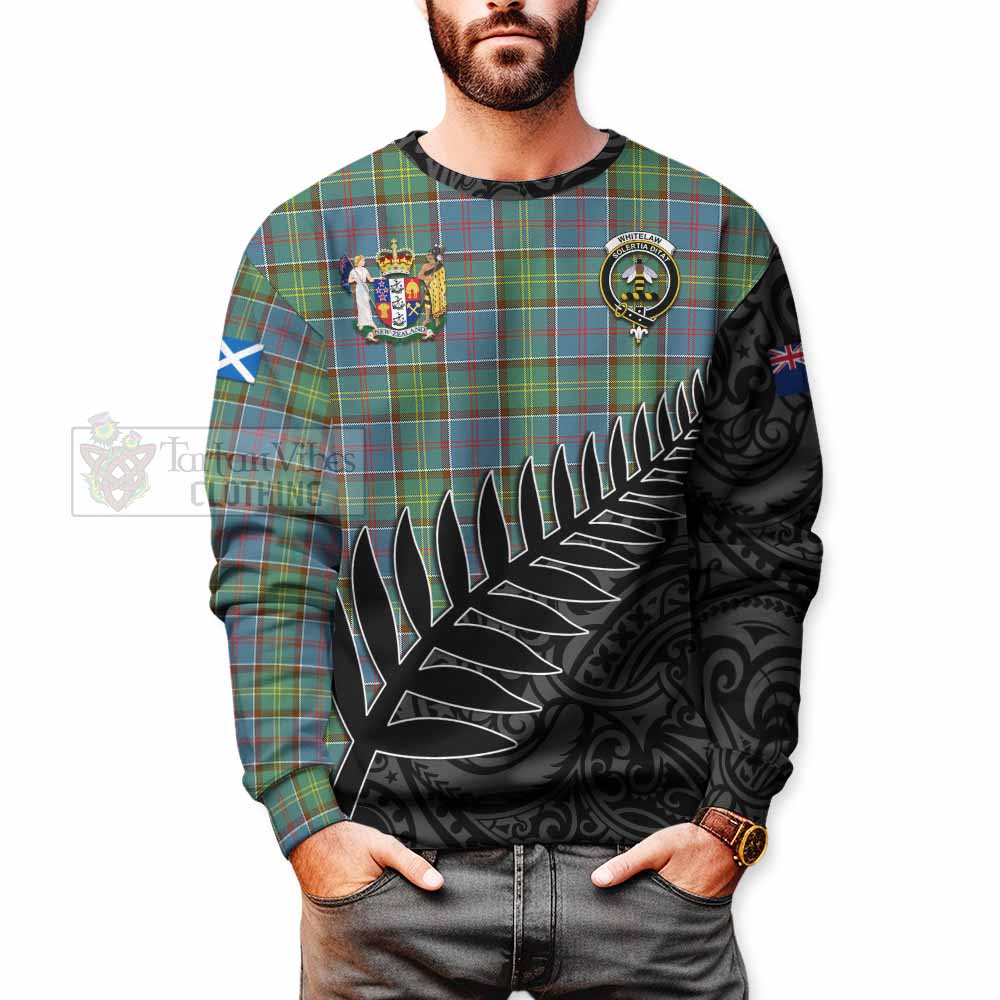 Tartan Vibes Clothing Whitelaw Crest Tartan Sweatshirt with New Zealand Silver Fern Half Style