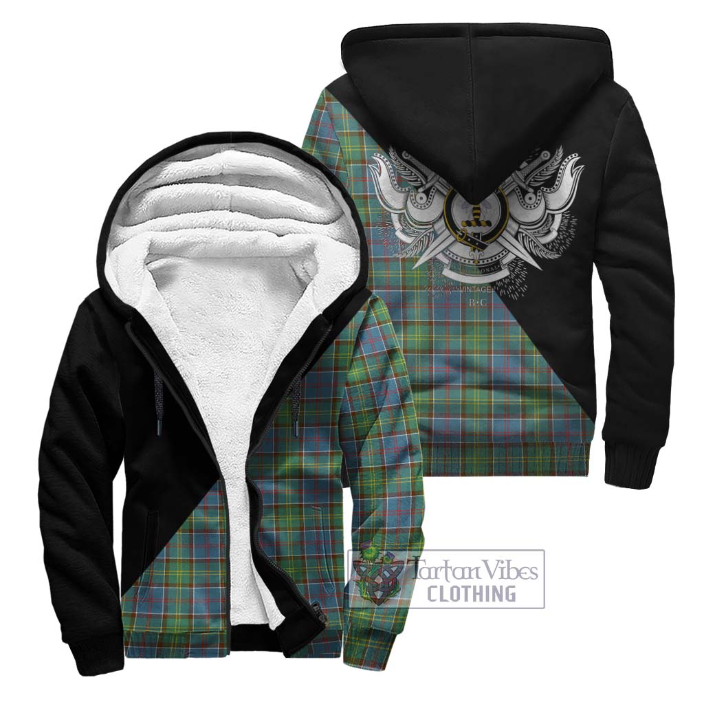 Tartan Vibes Clothing Whitelaw Tartan Sherpa Hoodie with Family Crest and Military Logo Style