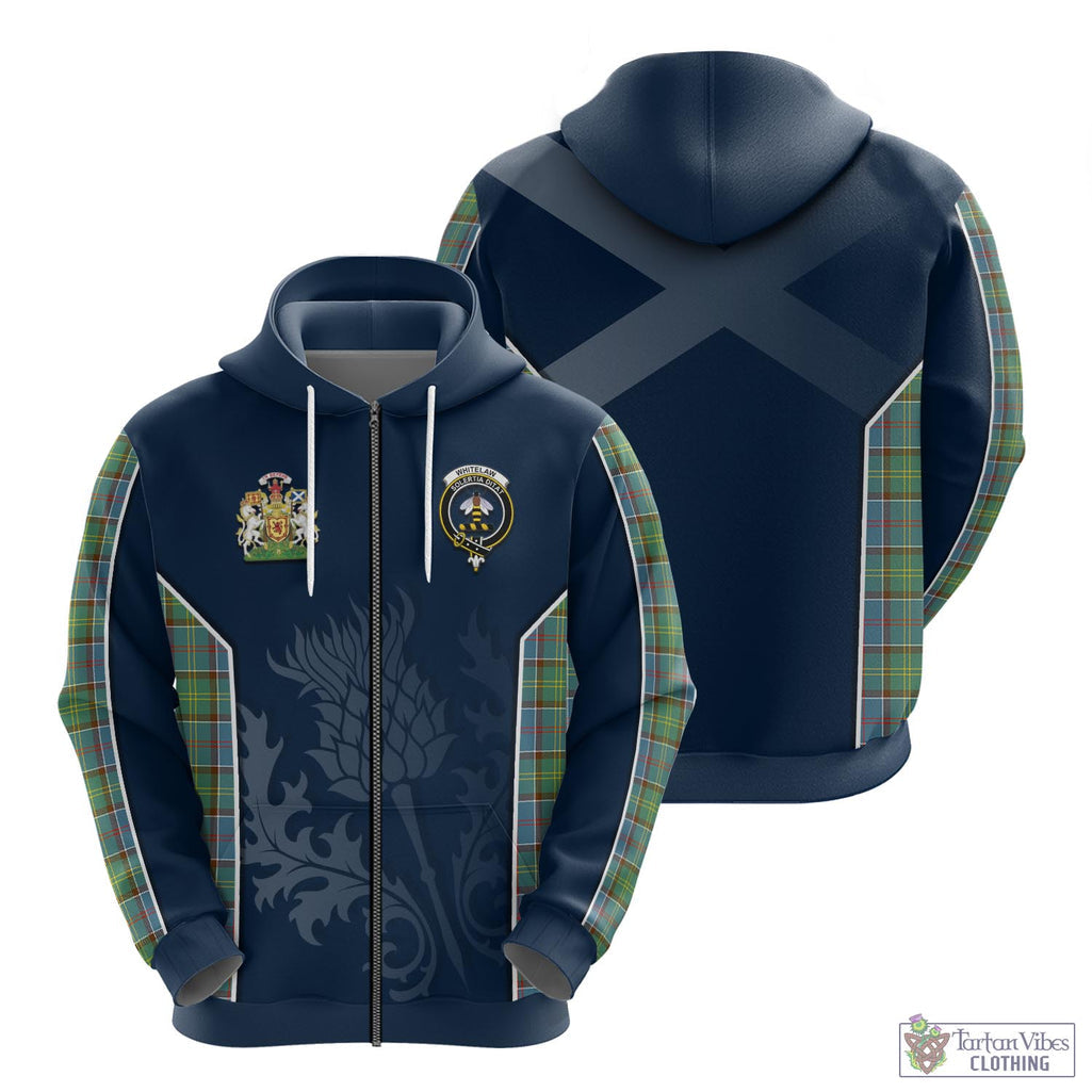 Tartan Vibes Clothing Whitelaw Tartan Hoodie with Family Crest and Scottish Thistle Vibes Sport Style