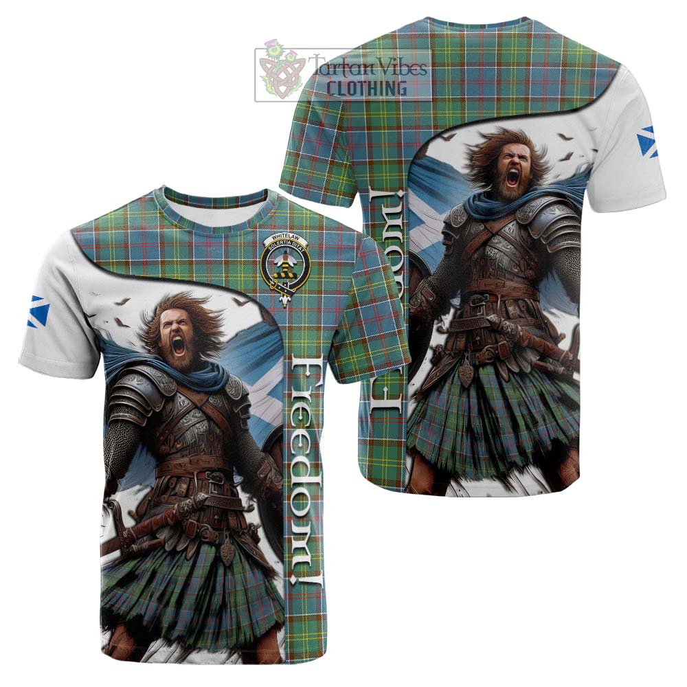 Tartan Vibes Clothing Whitelaw Crest Tartan Cotton T-shirt Inspired by the Freedom of Scottish Warrior