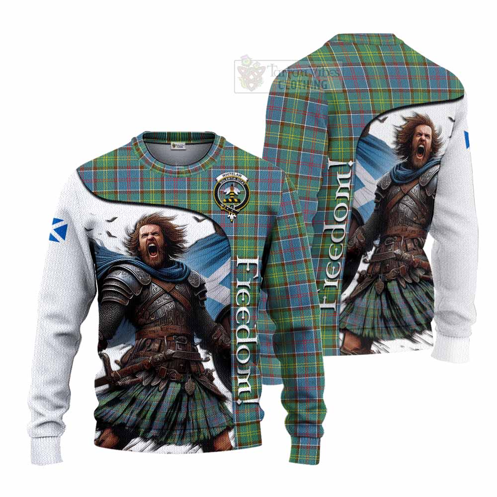 Tartan Vibes Clothing Whitelaw Crest Tartan Knitted Sweater Inspired by the Freedom of Scottish Warrior