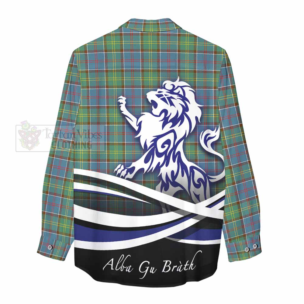 Tartan Vibes Clothing Whitelaw Tartan Women's Casual Shirt with Alba Gu Brath Regal Lion Emblem