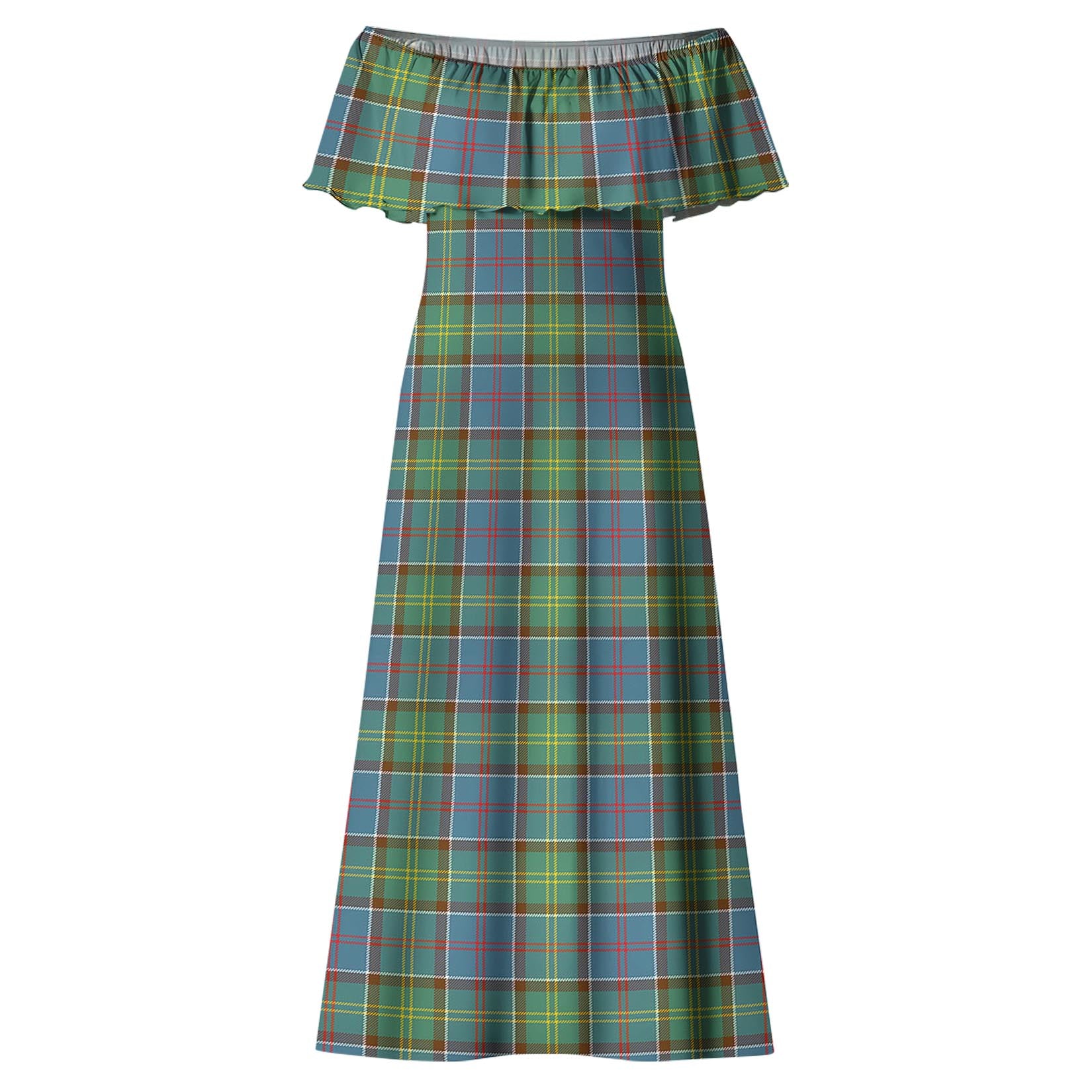 Whitelaw Tartan Off Shoulder Long Dress - Tartanvibesclothing